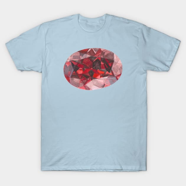 Red Ruby Watercolour Painting T-Shirt by Flowering Words